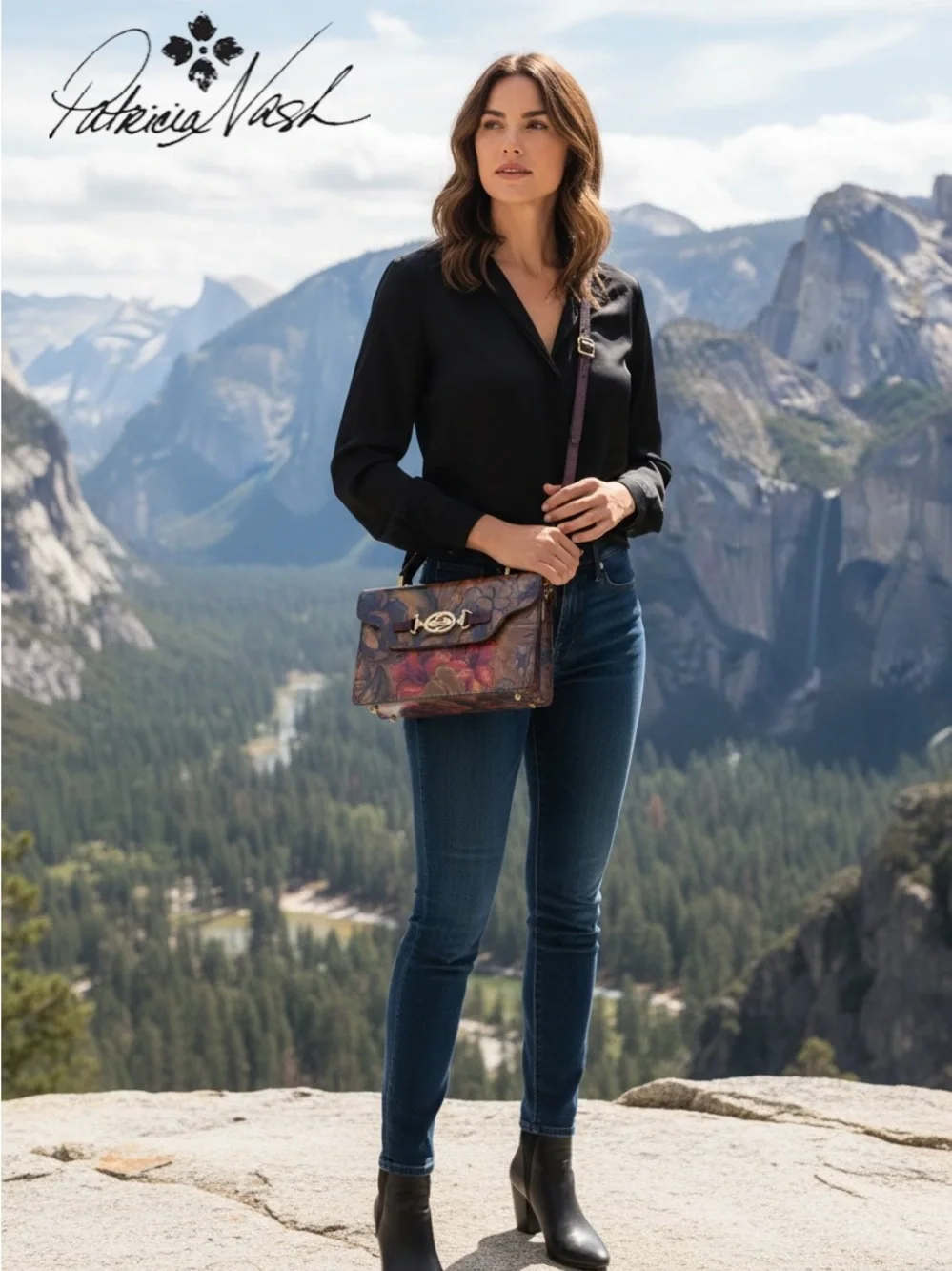 NWT Patricia Nash Porcili Leather Top Handle Crossbody Floral Satchel